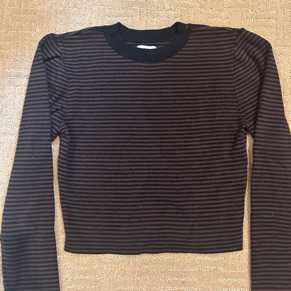 Pacsun Striped Black and Brown Women's Top